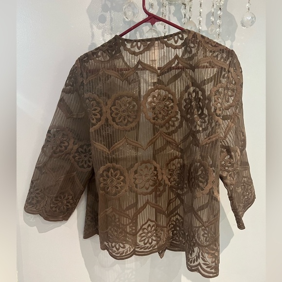 Chico's  Lace Sheer Open Front Jacket Bolero Mint! Size 2 (large) - Picture 4 of 4